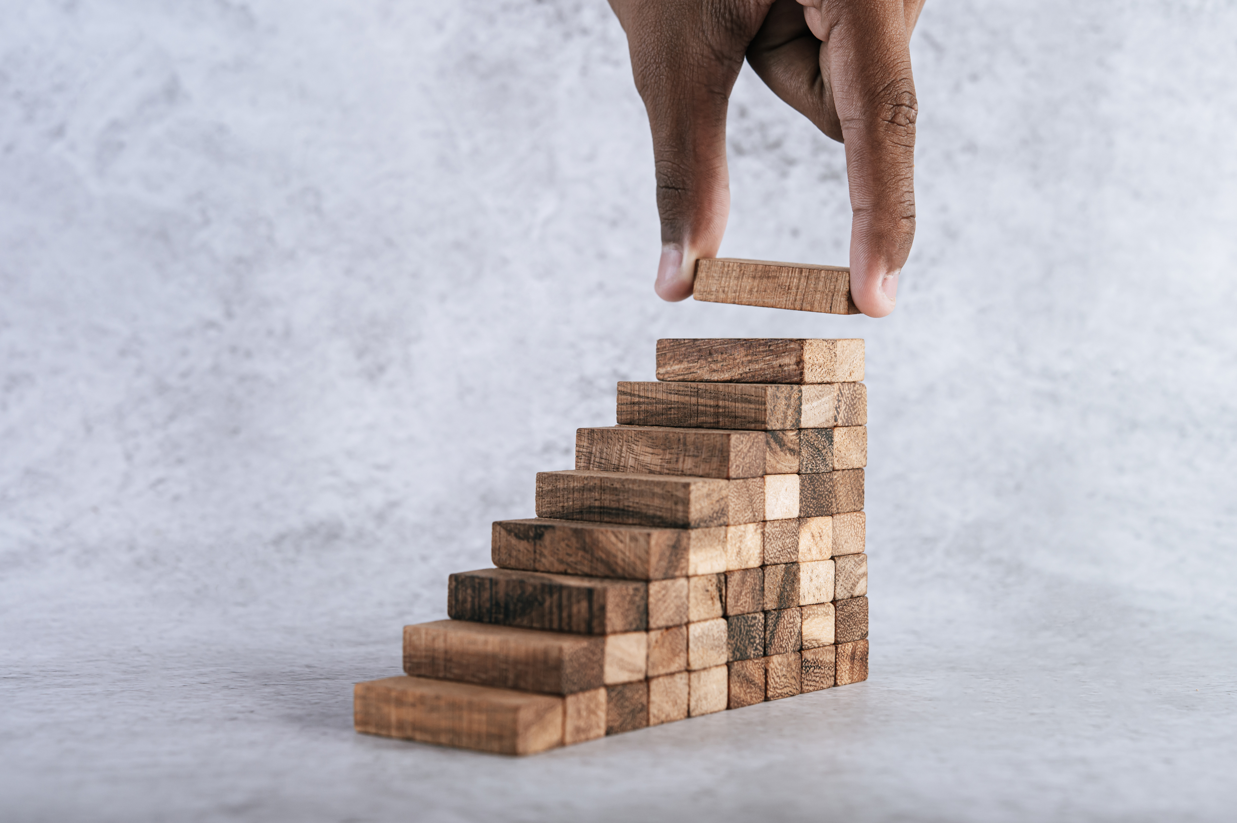 Building blocks stacked representing growth and development